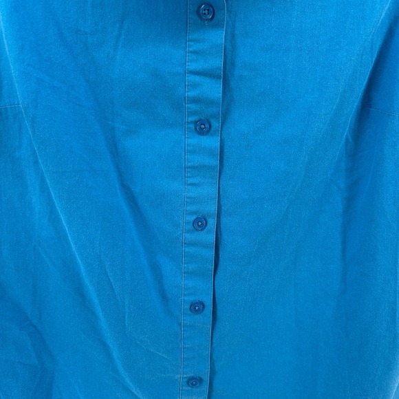 Basic Editions Teal Blue Sleeveless Button Down Shirt 18W 90s Coastal Preppy - Picture 3 of 8